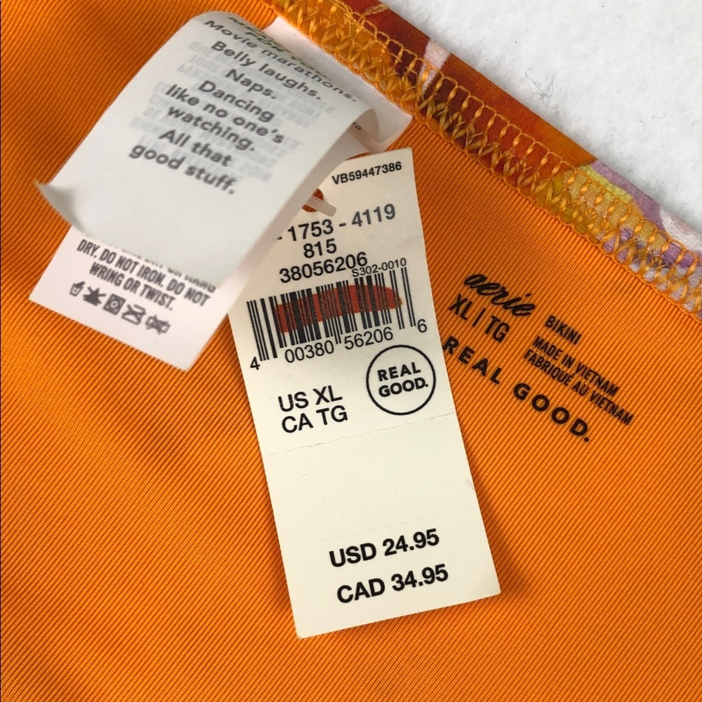 Aerie Floral Swim Bikini Bottom in Orange and Pink Sz XL (S1) - Picture 4 of 5